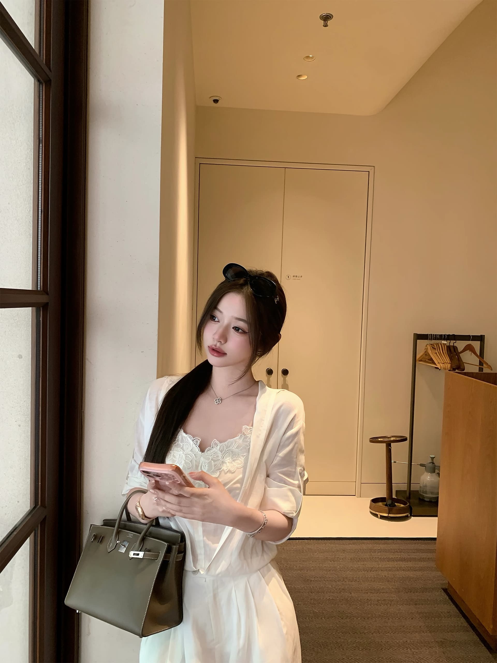 첸 좋은 난 nns 욕망 욕망 끓인 물 라이 경기 서울 아마 페이크 레이어드 레이스 셔츠 캐주얼 와이드 레그 팬츠 상세 이미지 3
