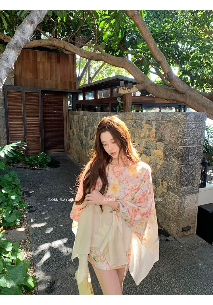꽃 위안 나비 사랑 꽃 그림자 라이 경기 서울 아마 레이스업 블라우스 미니 스커트 세트 여성 봄 여름 품격 투피스 세트 상세 이미지 1