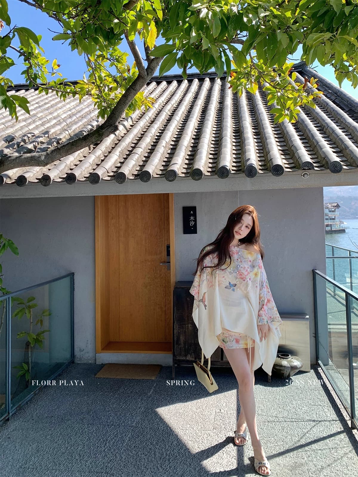 꽃 위안 나비 사랑 꽃 그림자 라이 경기 서울 아마 레이스업 블라우스 미니 스커트 세트 여성 봄 여름 품격 투피스 세트 상세 이미지 5