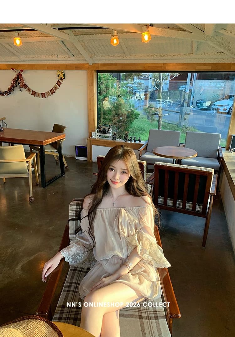 첸 좋은 난 nns 부드러운 안개 빛 언어 Unable 거절 ~ 중 부드러운 센스 레이스 조각 셔츠 랜턴 반바지 상세 이미지 2