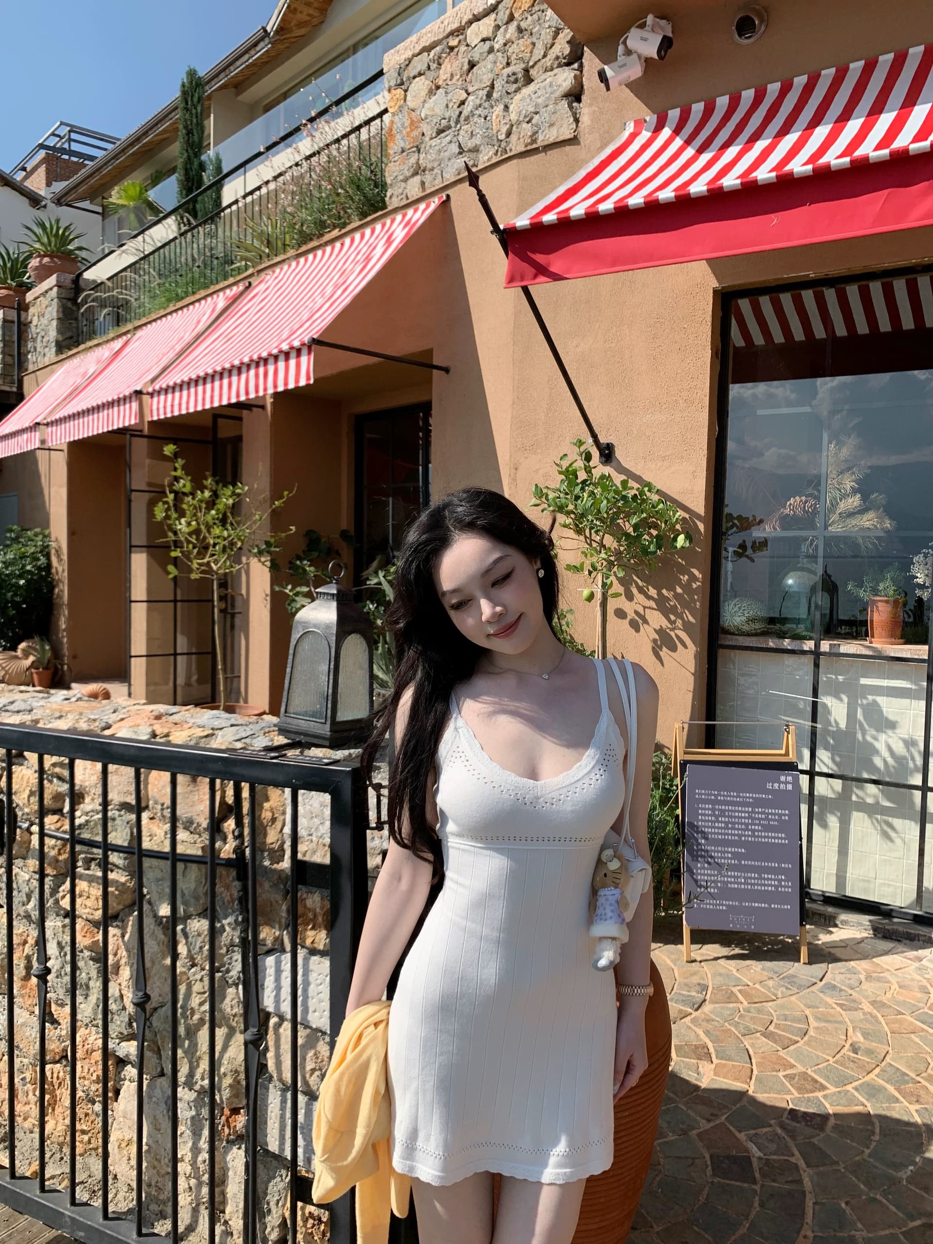 popchee 재스민 작은 치마 프랑스식 소녀 둘 색상 니트 드레스 수 슈앙 ~ 중 여름 원사 상세 이미지 5