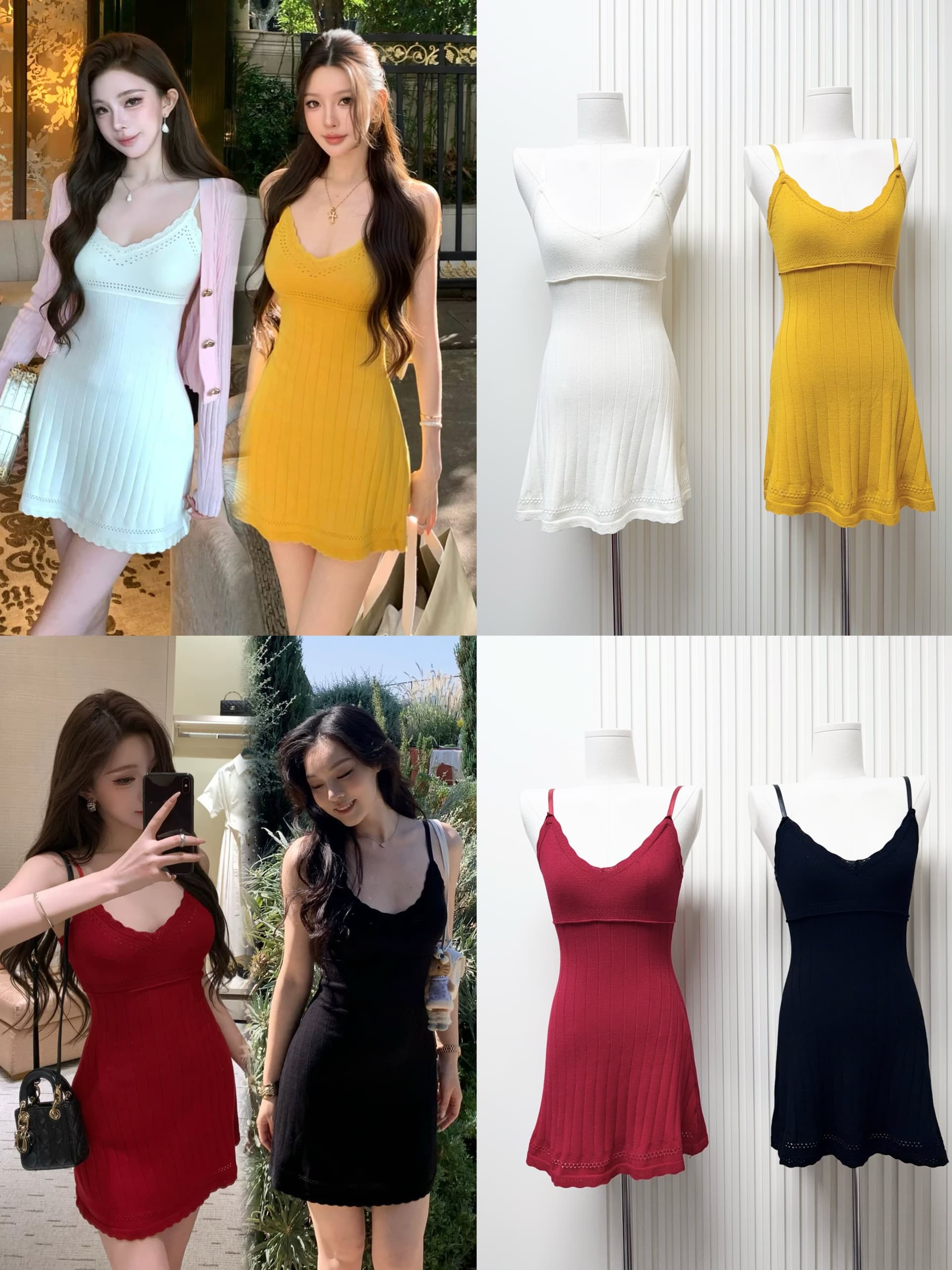 fbblimit 黛 웨스트 미스 순수한 욕망 분위기 몸매 가꾸기 쇼트 스타일 홀로우 아웃 자수 V넥 드레스