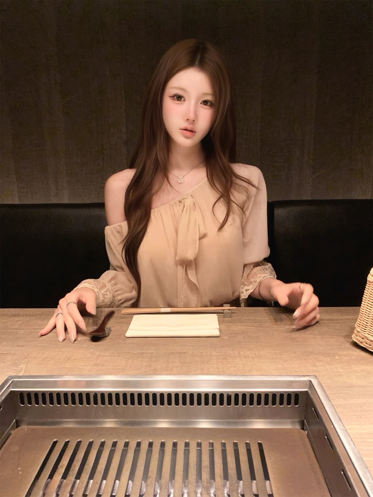 bigking 같이 갔다. 실 아름다움 부드러운 요정 요정 센스 둘 착용 느긋한 슬림해 보이는 쉬폰 레이스 맨위 상세 이미지 5