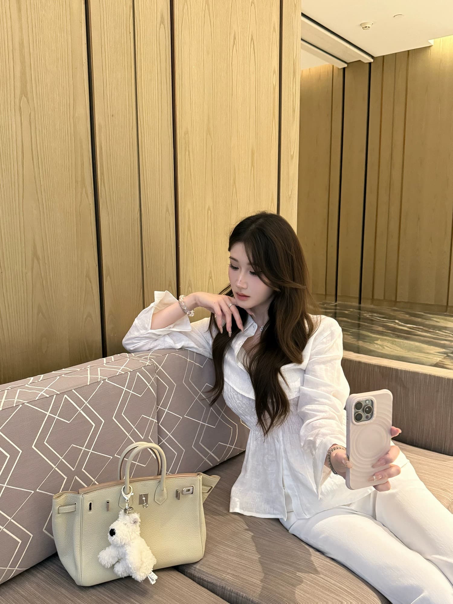 naoao 화이트 셔츠 건방진 녀석 오래된 돈 바람 아마 투피스 세트 쇼트 스타일 셔츠 주름 슬립 상세 이미지 2