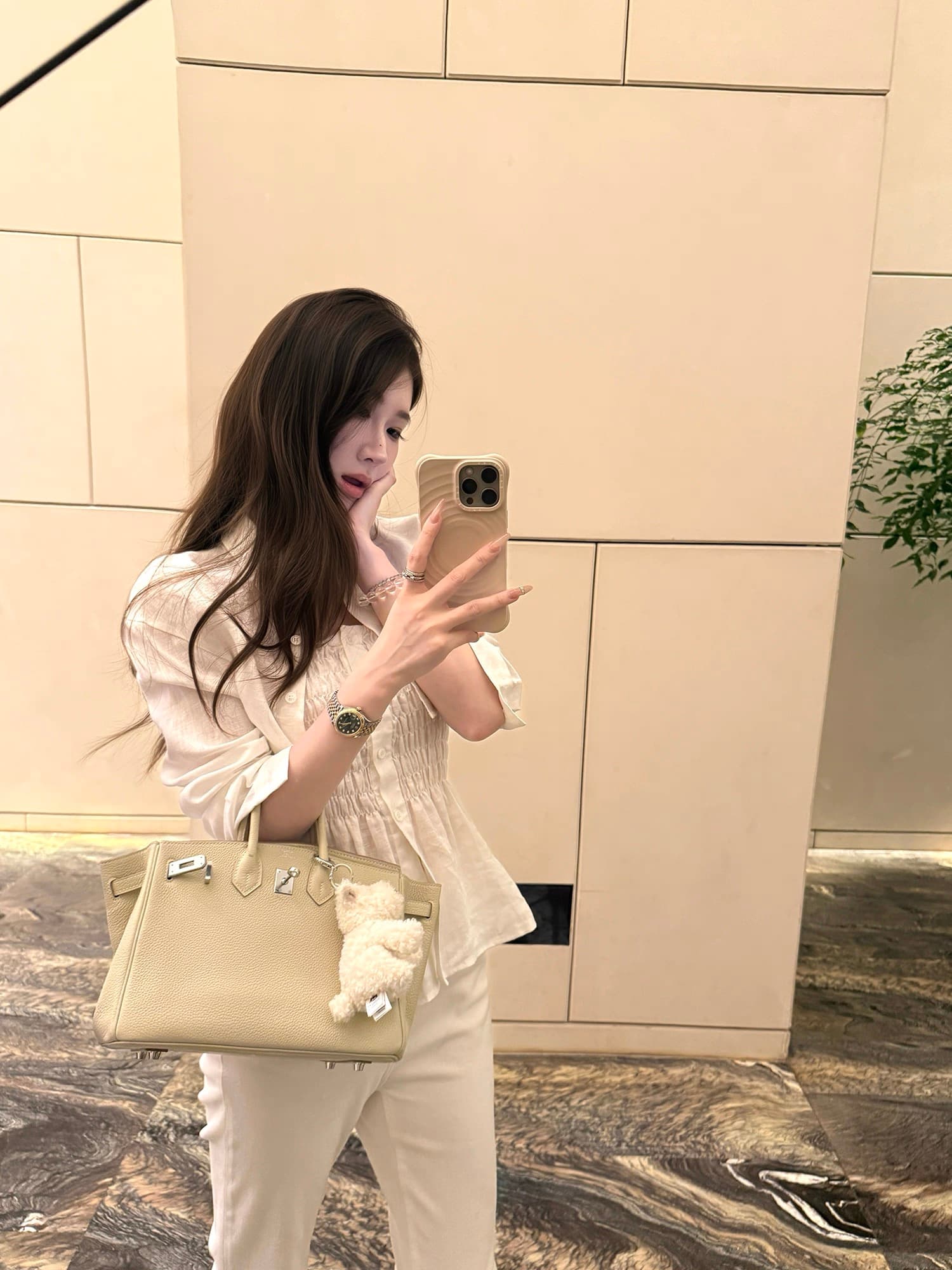 naoao 화이트 셔츠 건방진 녀석 오래된 돈 바람 아마 투피스 세트 쇼트 스타일 셔츠 주름 슬립 상세 이미지 4