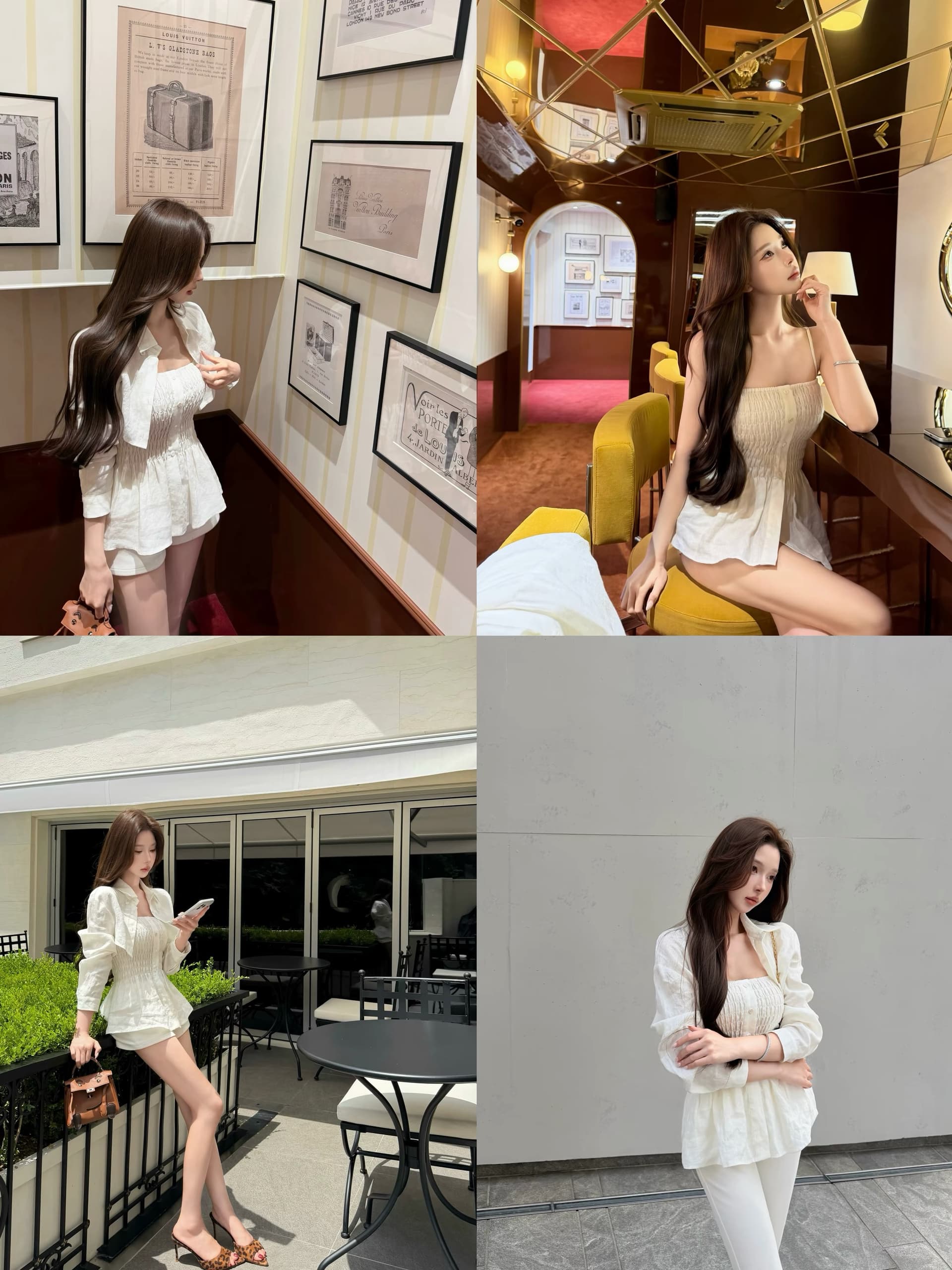 chicyou 숙박 화이트 화이트 100 아마 슈퍼 디스플레이 허리 좋은 명중 가져 가라. 허리 수축 슬립 쇼트 스타일 긴팔 셔츠 상세 이미지 7