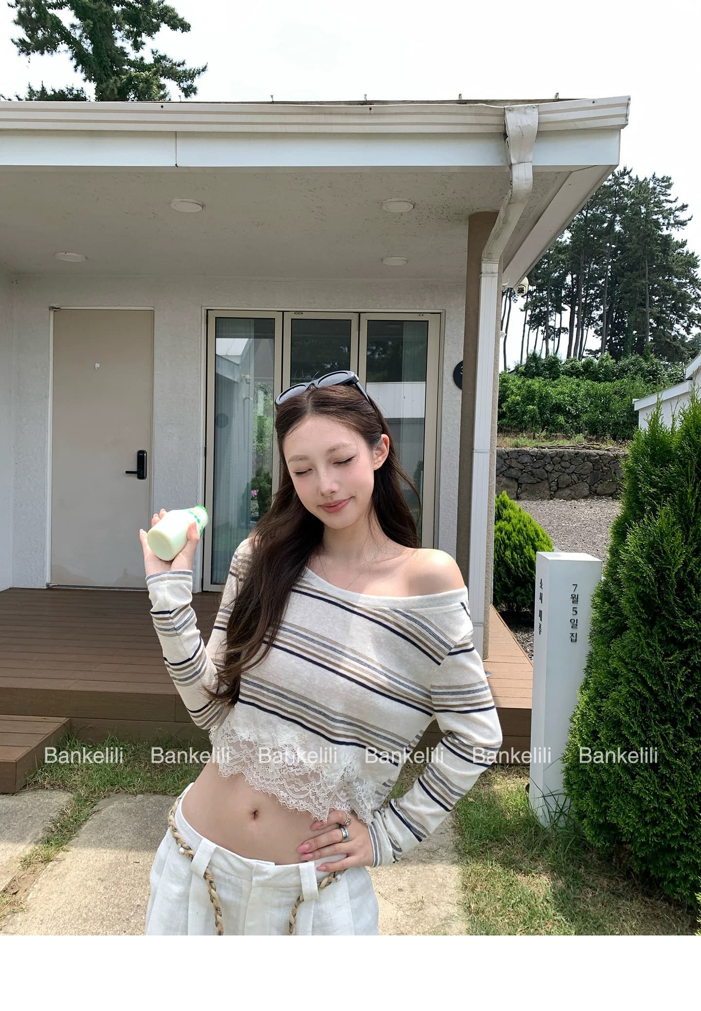 밤나무 코코아 bankelili Jiao 욕망 그리드 새싹 m1u 부서 레이스 조각 긴팔 티셔츠 여성 얇은 스타일 자외선 차단 여성