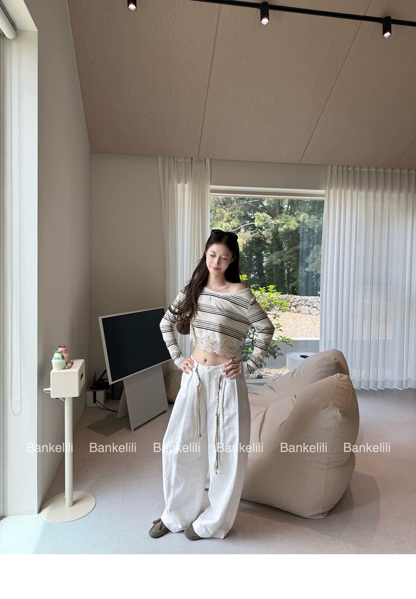 밤나무 코코아 bankelili Jiao 욕망 그리드 새싹 m1u 부서 레이스 조각 긴팔 티셔츠 여성 얇은 스타일 자외선 차단 여성 상세 이미지 6