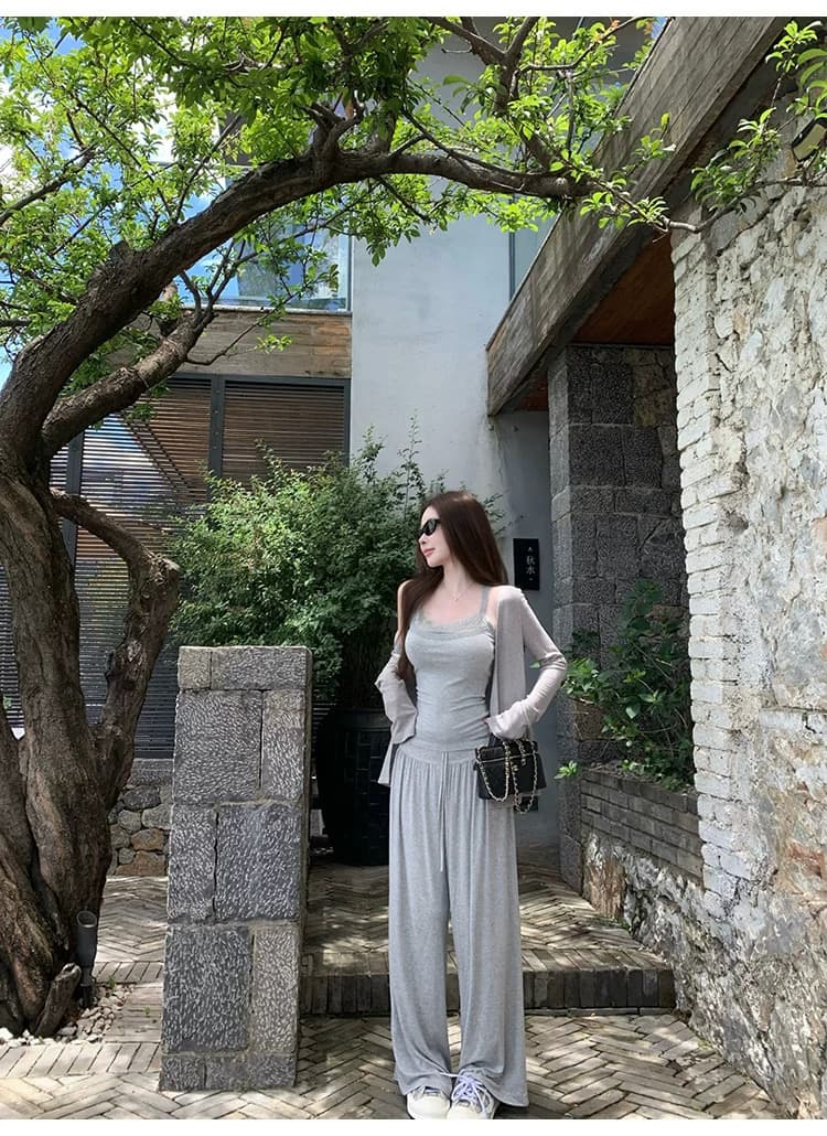 suuuicee 달콤한 산소 悸动 원피스 자르기 와인딩 주위 칼라 레이스 순수한 욕망 몸매 가꾸기 단어 조끼 슬립 상세 이미지 2