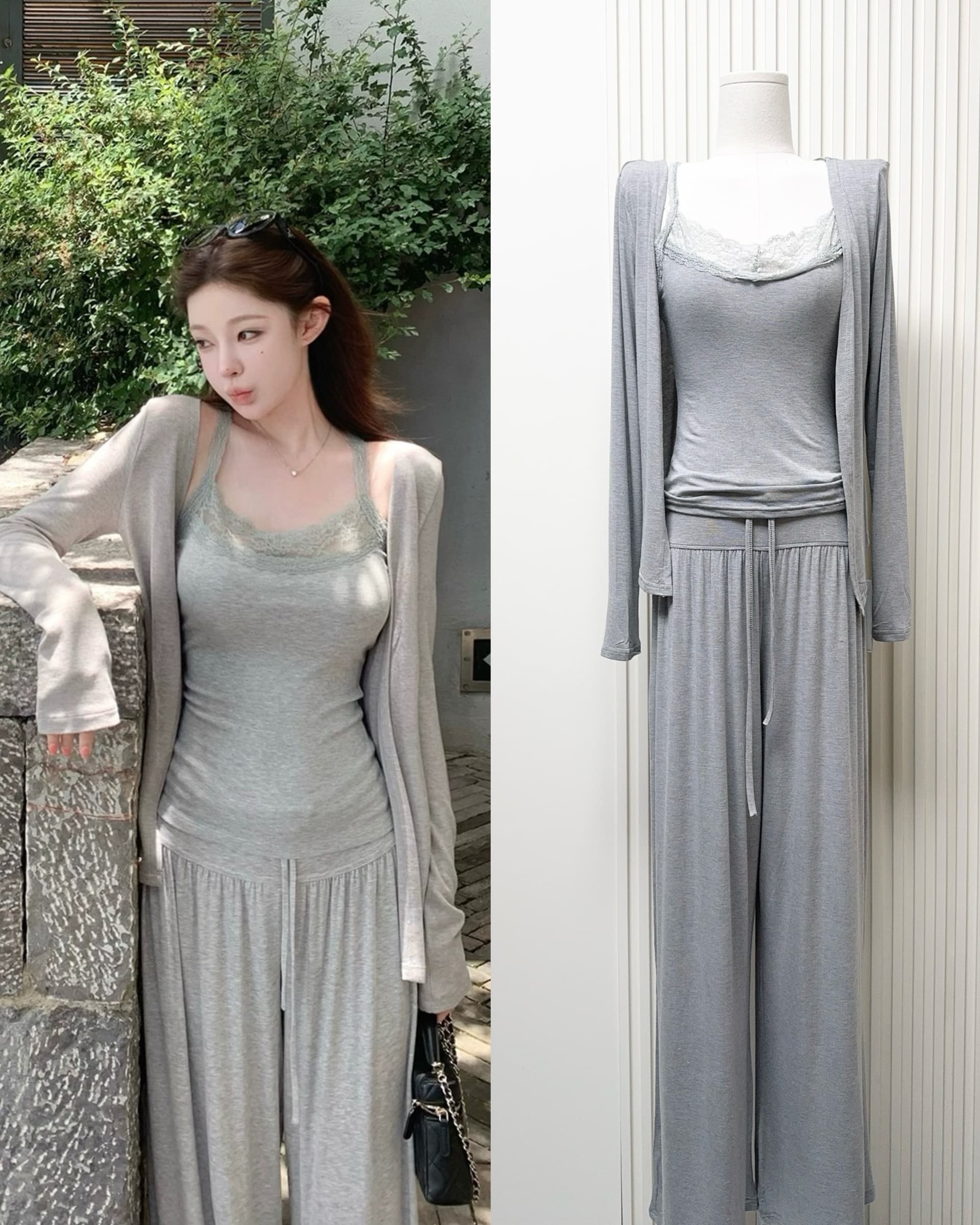 suuuicee 달콤한 산소 悸动 원피스 자르기 와인딩 주위 칼라 레이스 순수한 욕망 몸매 가꾸기 단어 조끼 슬립