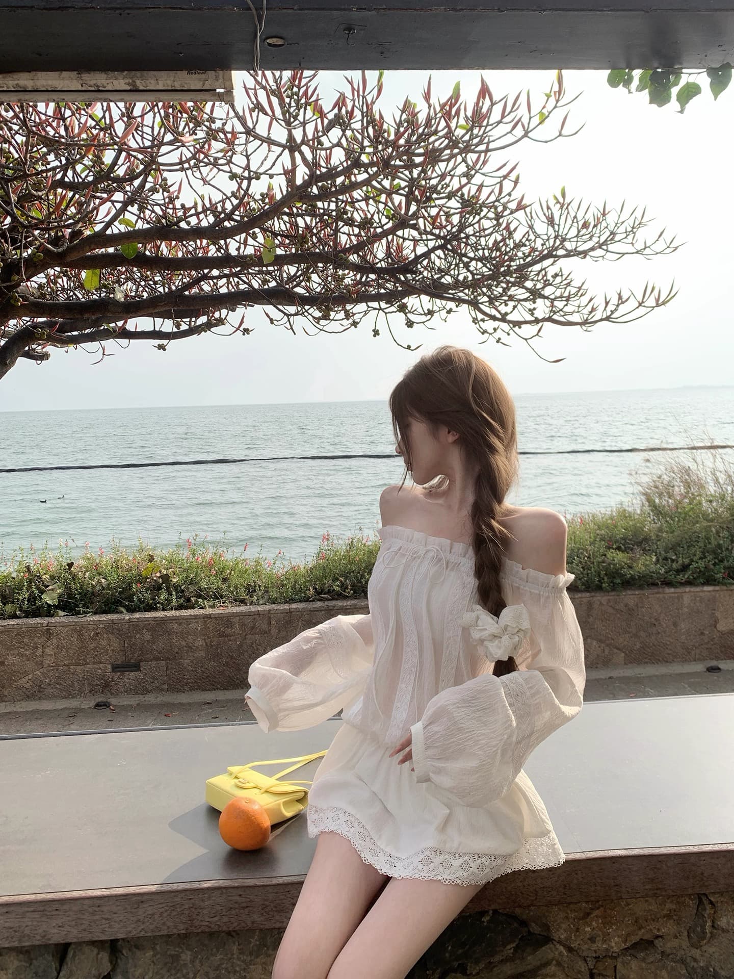 titi 작은 자매 빈 하이 로밍 드레스 여름 벌룬 소매 오프숄더 품격 허리 수축 고급 센스 미니 스커트 상세 이미지 2