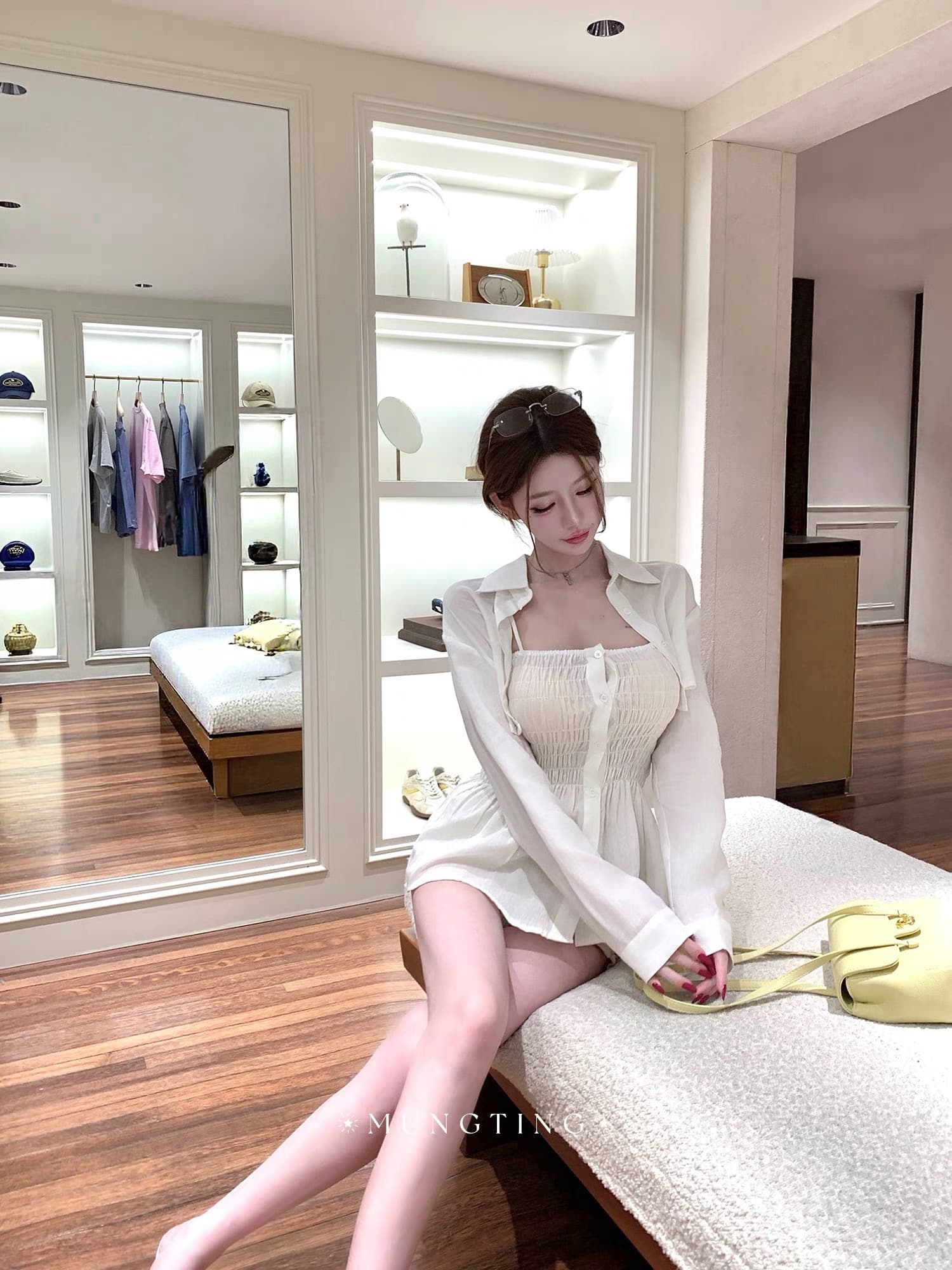 chan 첸 꿈 팅 야자수 젖 맛 ~ 중 여름 매일 실크 라미 명중 가져 가라. 캐미솔 쇼트 스타일 오픈 가디건 세트 상세 이미지 4