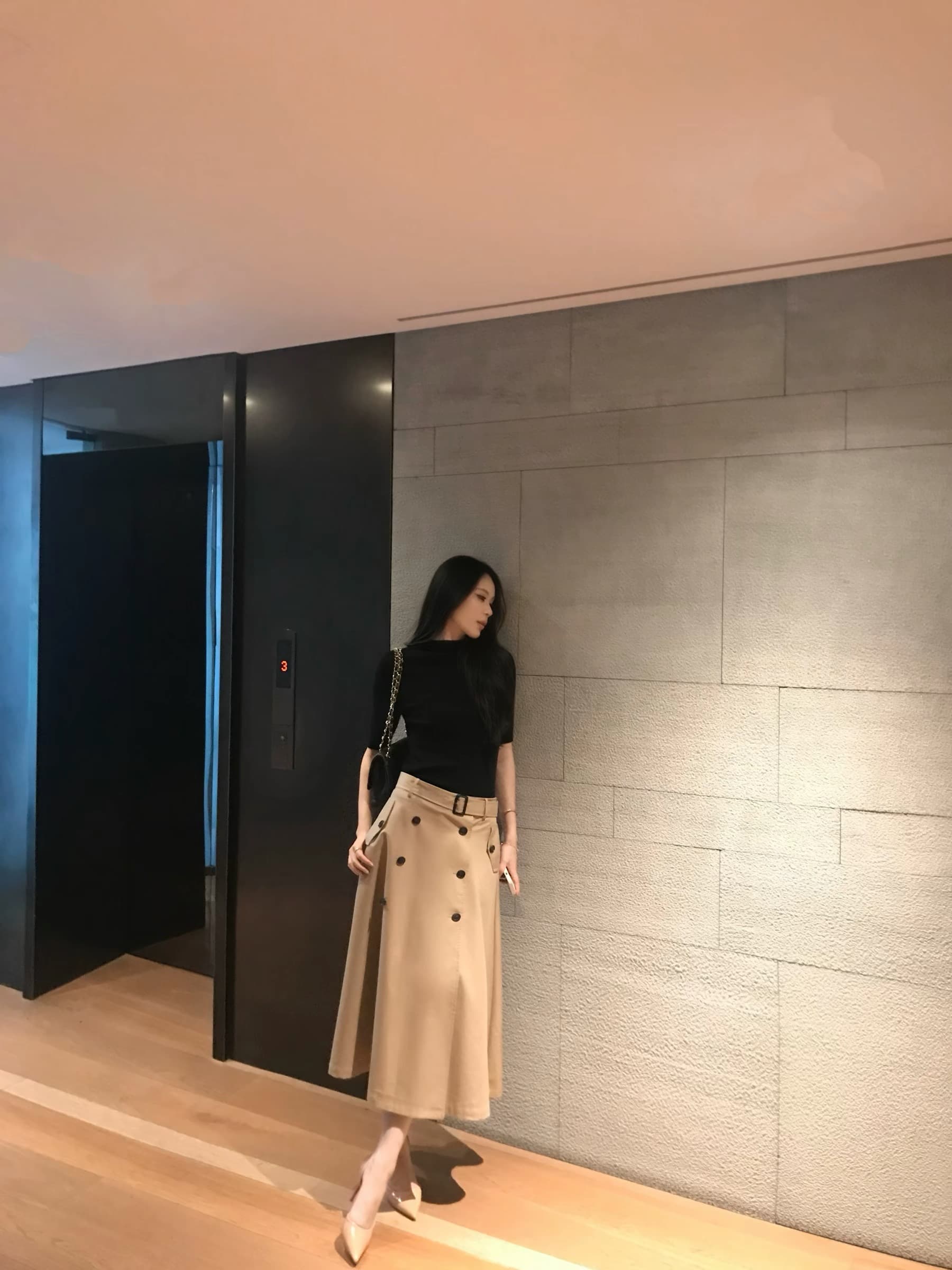 5werkwen 높음 지혜 영국식 치마 높은 지점 고밀도 사선 무늬 라이 경기 서울 면 영국식 바람 이중 버튼 한 마디 반 스커트 상세 이미지 6