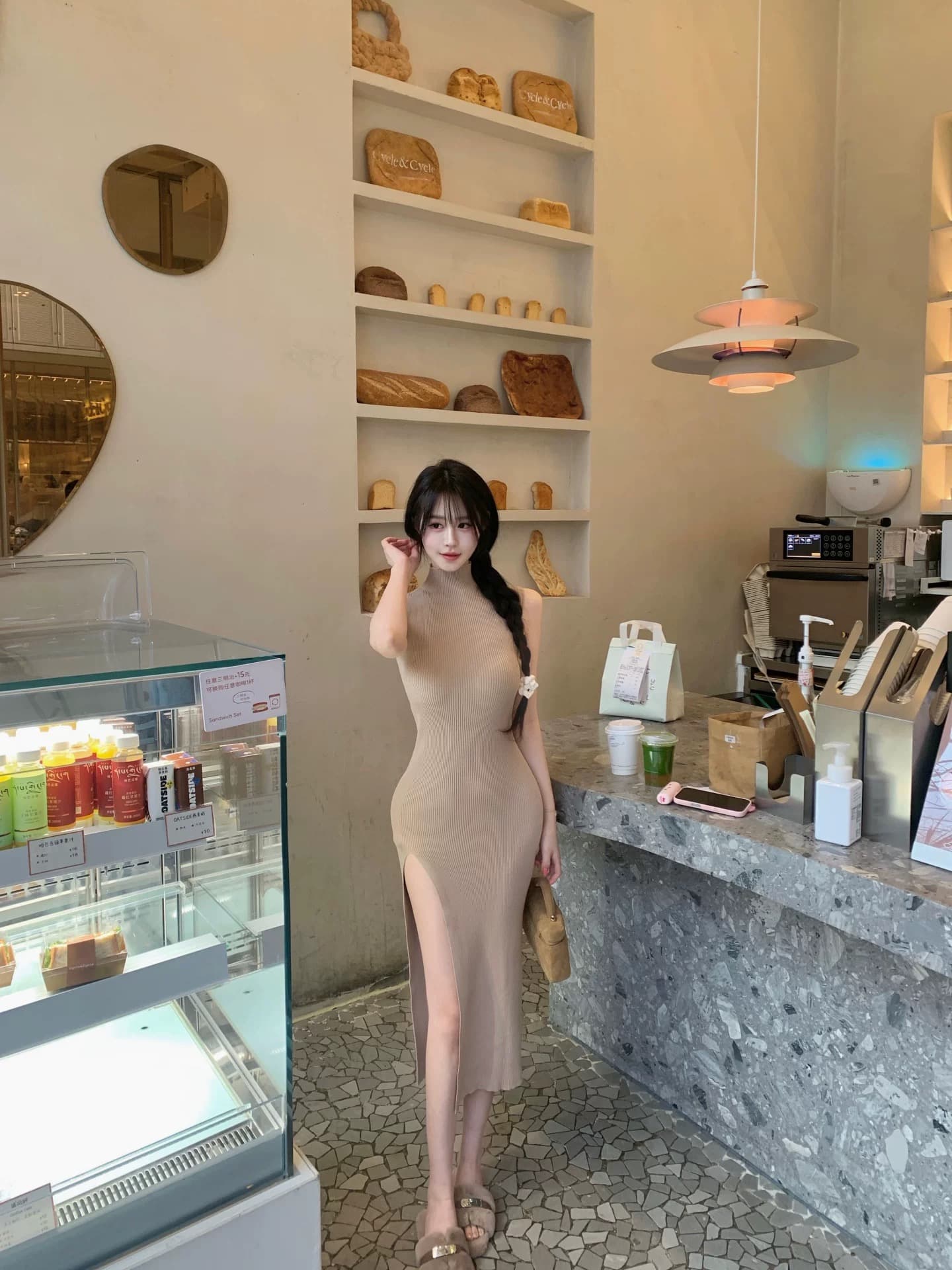 달콤한 코어 sweet 한 국립 대학교 자매 한 인사이드 한 가스 순수한 욕망 점프 슈트 타이트 스커트 높음 트임 신축성 대 치마 상세 이미지 1