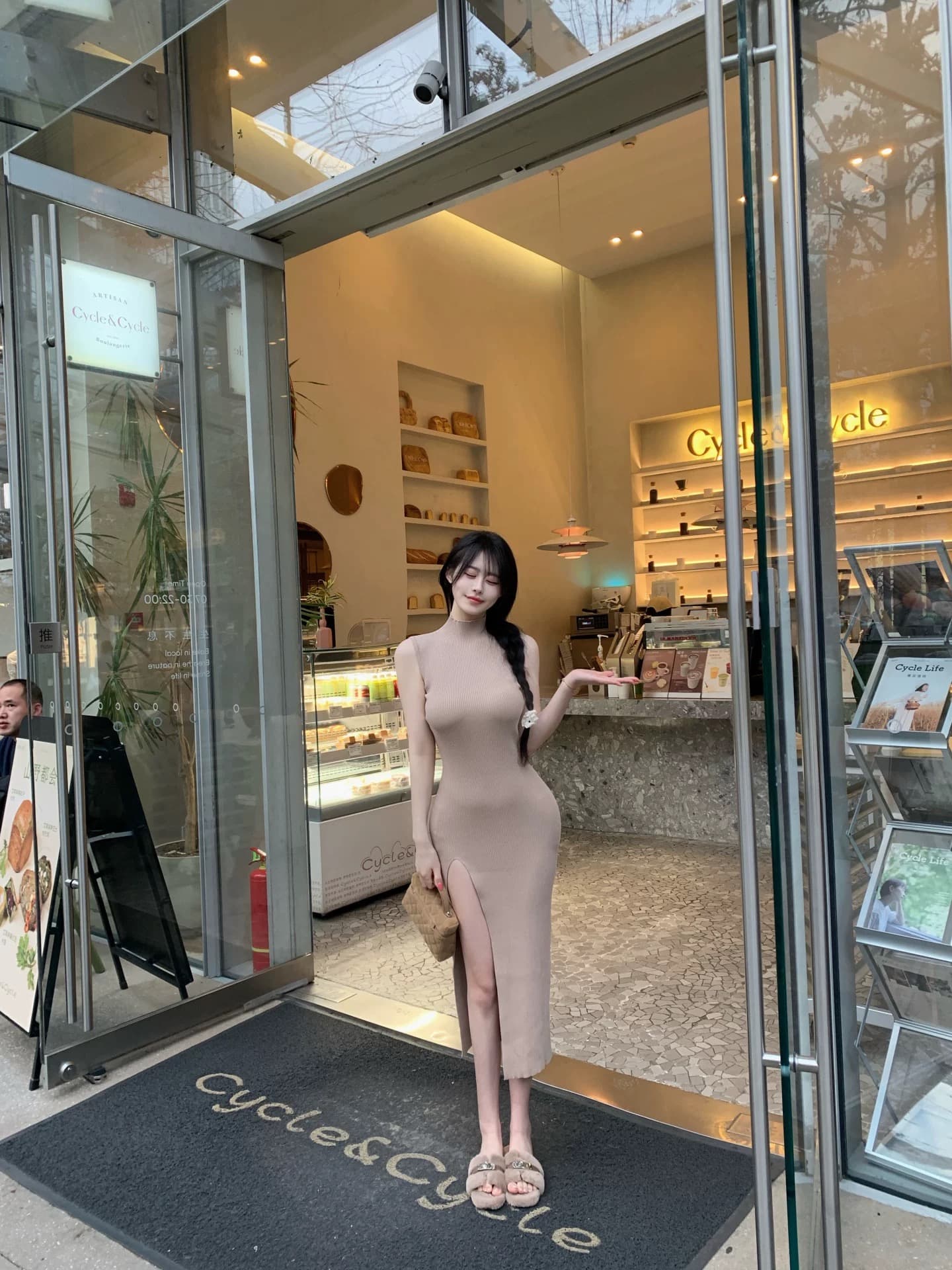 달콤한 코어 sweet 한 국립 대학교 자매 한 인사이드 한 가스 순수한 욕망 점프 슈트 타이트 스커트 높음 트임 신축성 대 치마 상세 이미지 2
