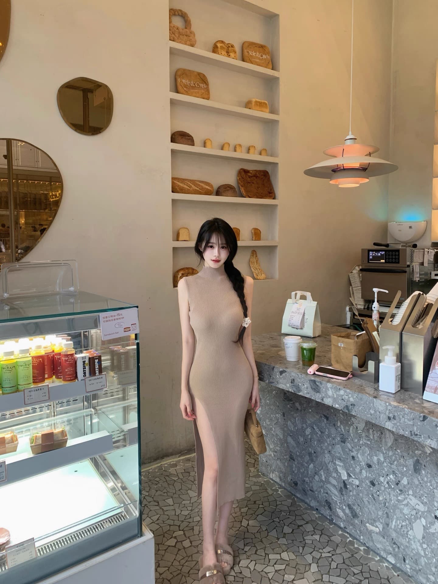 달콤한 코어 sweet 한 국립 대학교 자매 한 인사이드 한 가스 순수한 욕망 점프 슈트 타이트 스커트 높음 트임 신축성 대 치마 상세 이미지 3