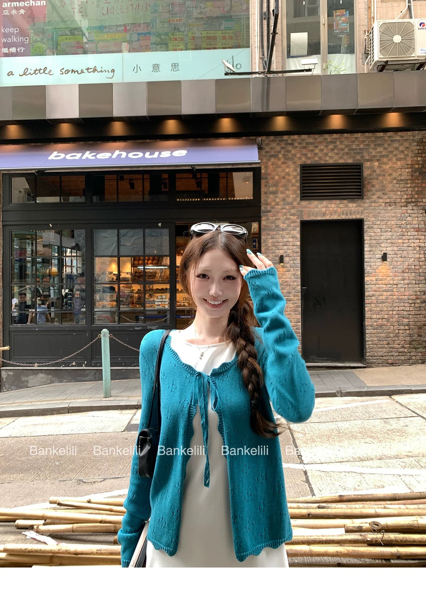 밤나무 코코아 bankelili 산소 프라임 열기 셔츠 선택 구멍 공예 홀로우 아웃 레이스업 오픈 가디건 여성 상세 이미지 3