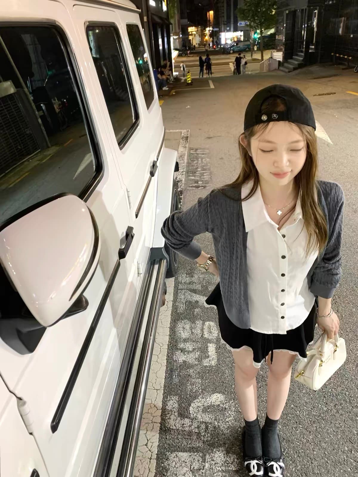 디스크 디스크 입소문 사설 서비스 디자인 센스 양모 니트 스웨터 패치워크 셔츠 페이크 레이어드 맨위 여성 가을 새로운 이미지 2