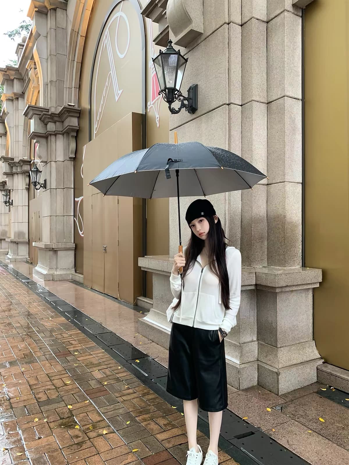 안녕하세요. 팬 팬 코디 왕 5 점 가죽 바지 높은 품질 PU 가죽 바지 슬림해 보이는 스트레이트 반바지 상세 이미지 7