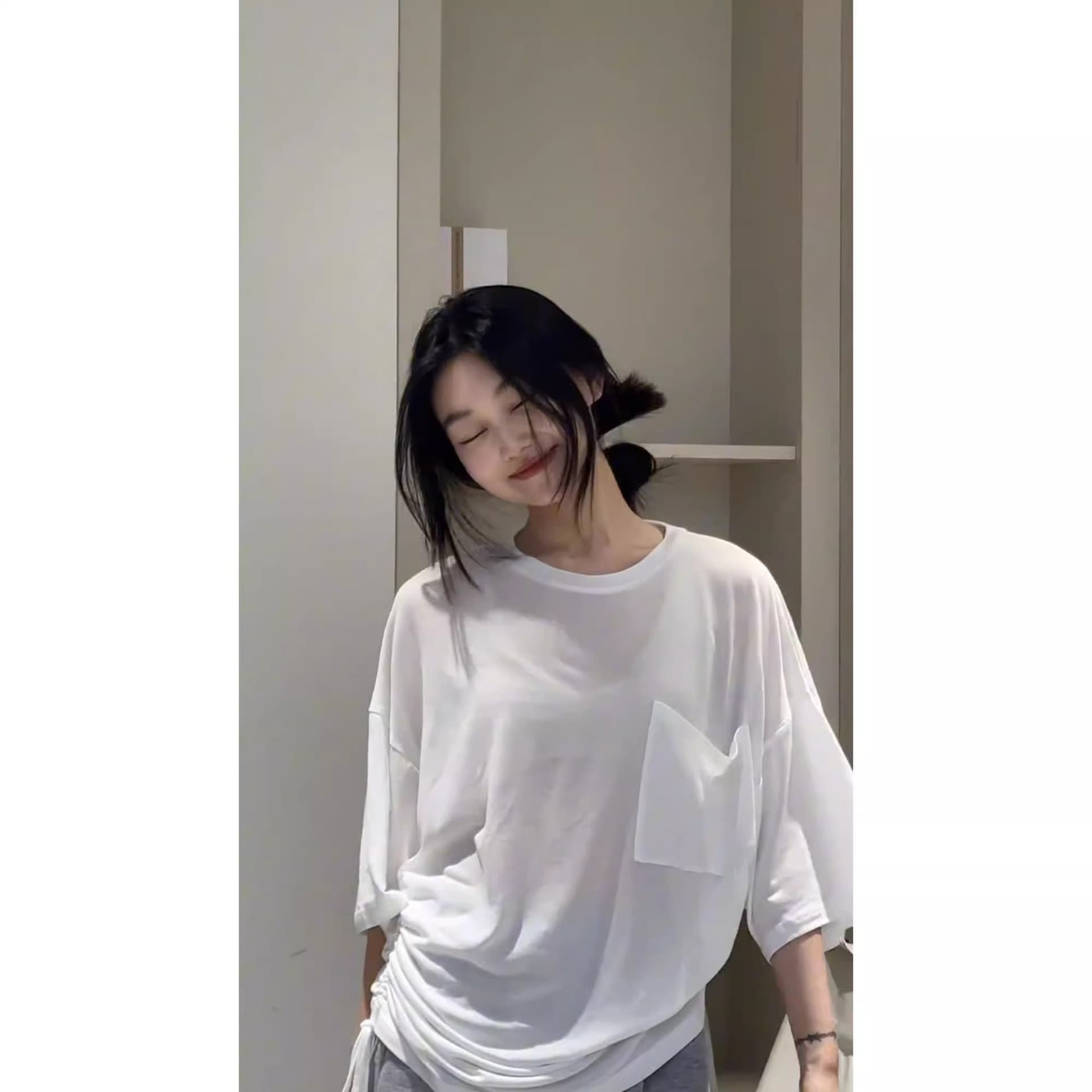 정가 재고 있음 느슨함 센스 착용 가져 가라. 불규칙 마이크로 ~을 통해 자외선 차단 맨위 루즈핏 슬림해 보이는 캐주얼 바지 투피스 세트 새로운 상세 이미지 3