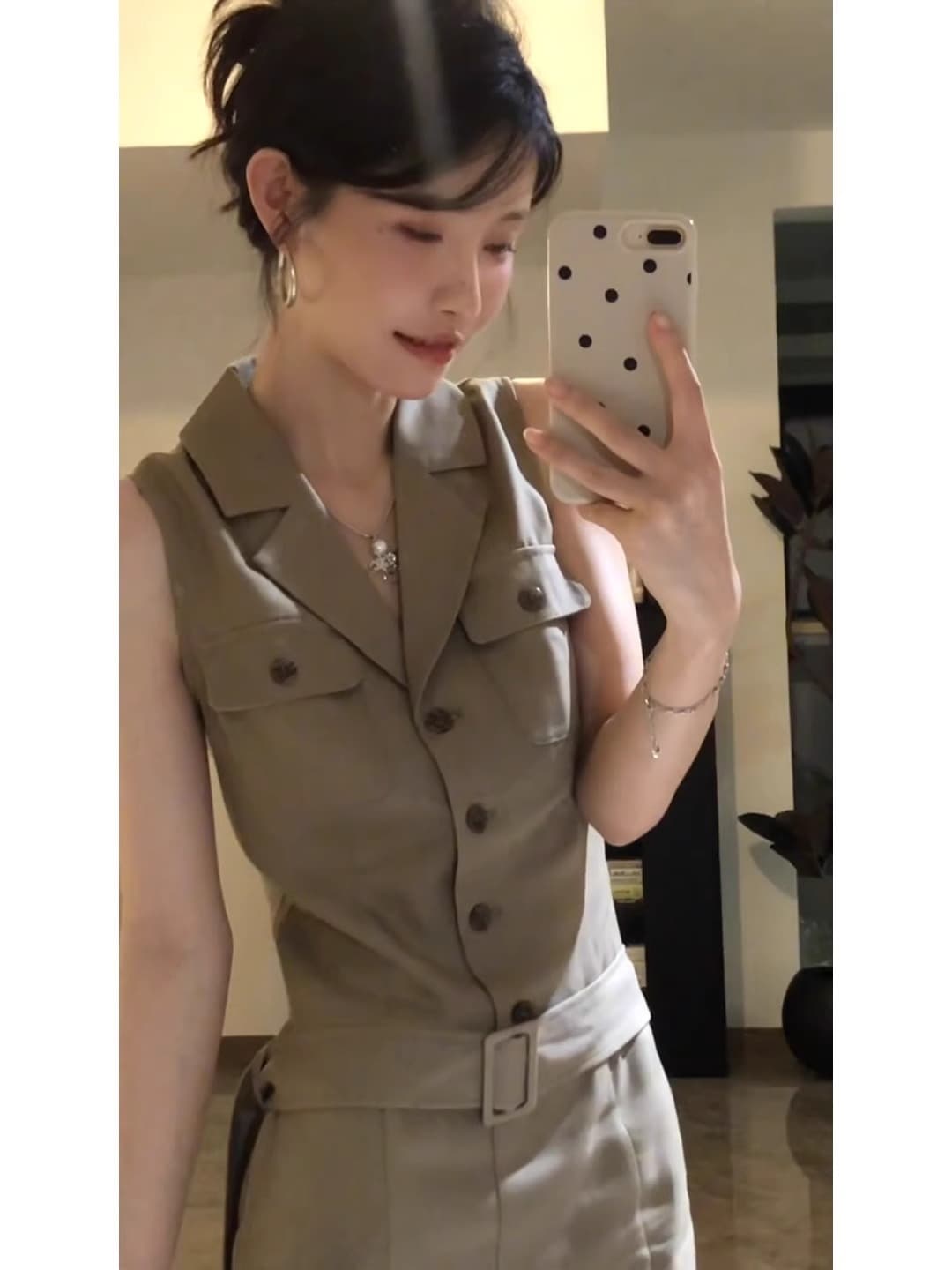 정가 프랑스식 레트로 워크웨어 여성 드레스 여름 허리 수축 디자인 센스 핫걸 몸매 가꾸기 POLO 칼라 치마 이미지 3