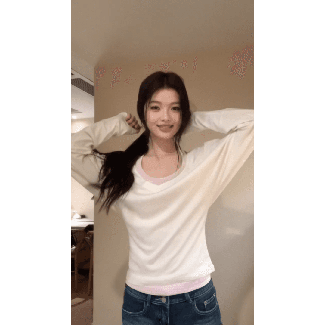 정가 재고 있음 한 부서 얇은 스타일 자외선 차단 블라우스 스트라이프 행침 목 조끼 맨위 하이웨이스트 슬림해 보이는 청바지 세트 상세 이미지 4
