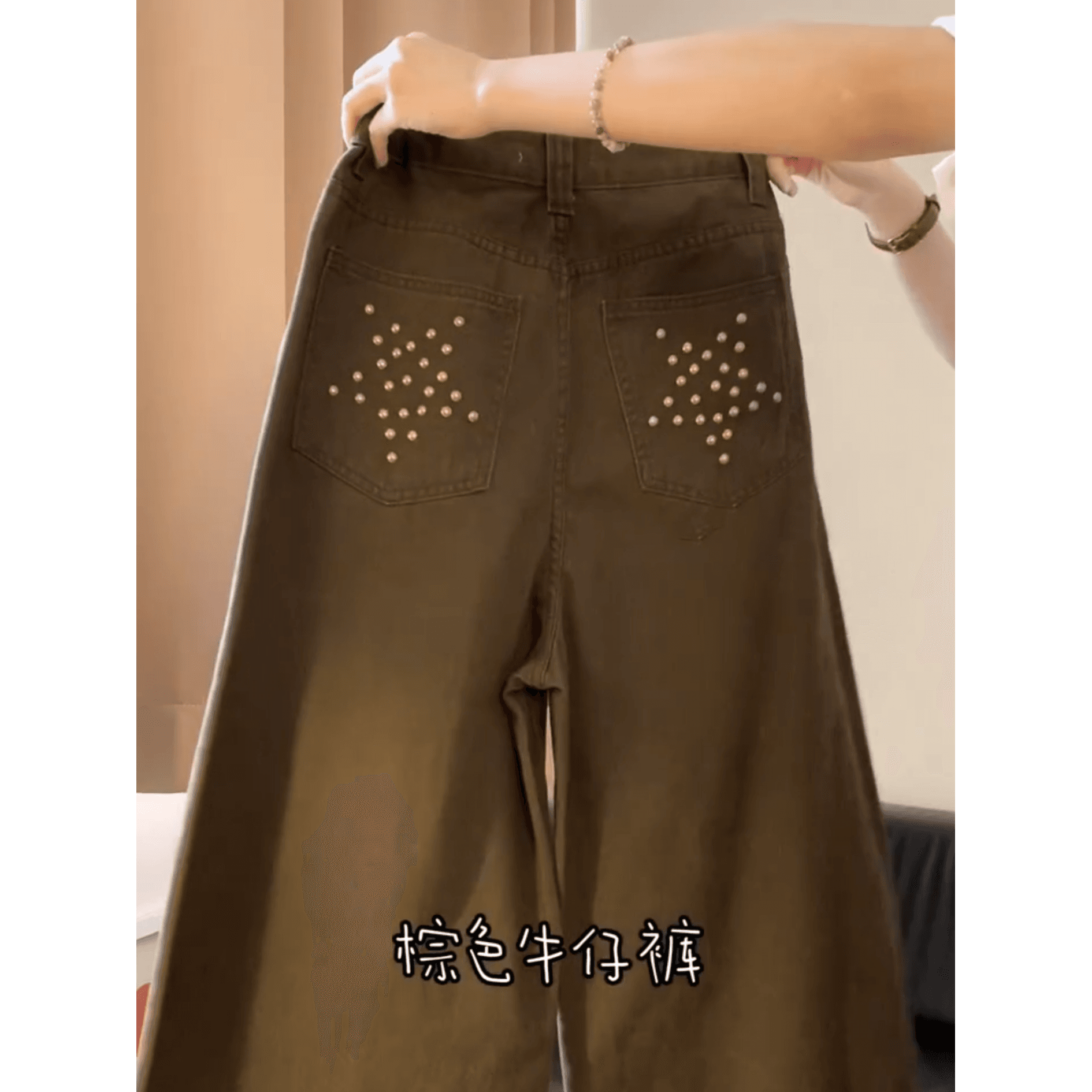 정가 한 부서 달콤한 차가운 바람 체크무늬 슬립 맨위 여성 여름 새로운 하이웨이스트 슬림해 보이는 청바지 세트 이미지 6