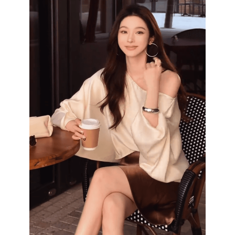 정가 프랑스식 로얄 자매 바람 비틀림 허리 수축 셔츠 맨위 여성 여름 하이웨이스트 한 마디 반신 치마 세트 이미지 5