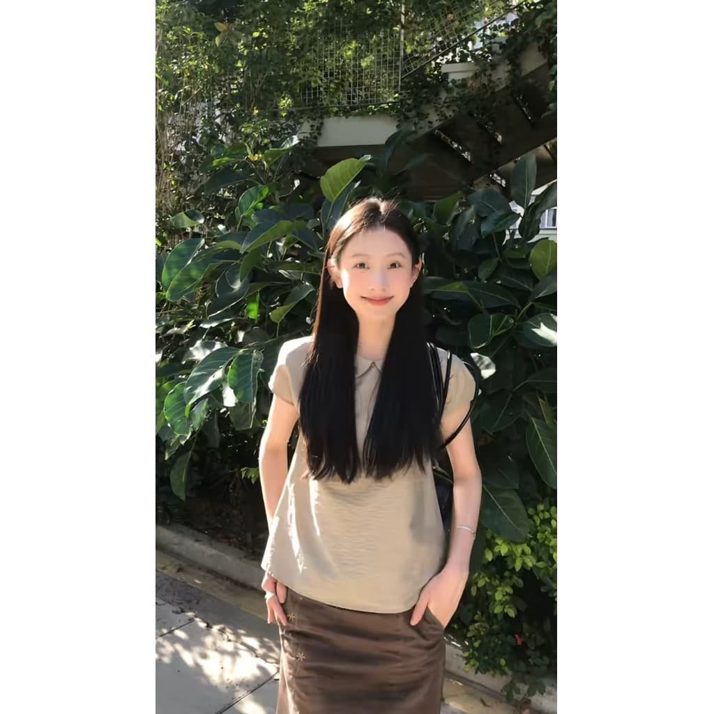 정가 프랑스식 오래된 돈 바람 베이비 칼라 반팔 셔츠 레트로 디자인 센스 인어 꼬리 반신 스커트 여성복 상세 이미지 2