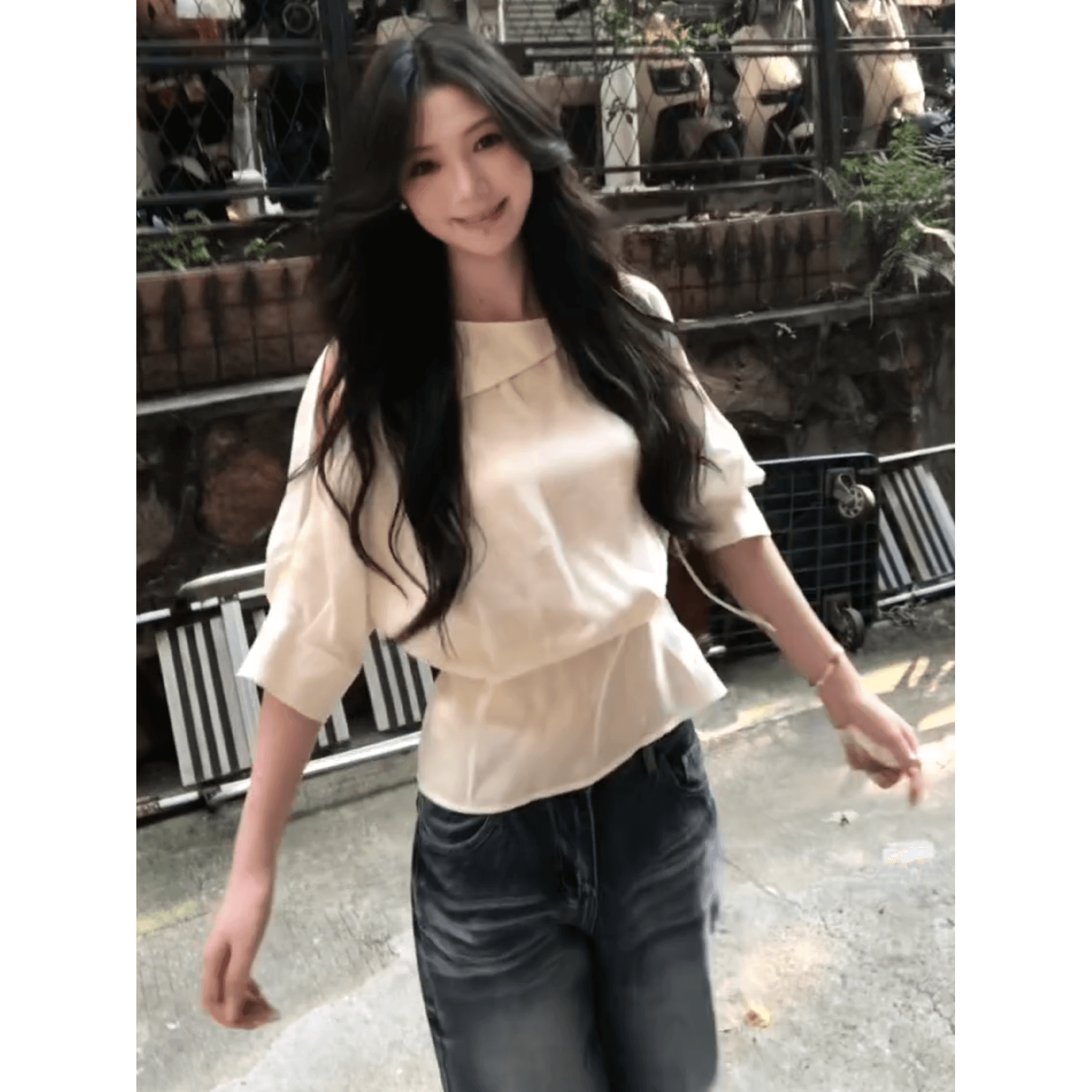 정가 한 부서 부드러운 바람 오프숄더 허리 수축 맨위 여성 조기 가을 캐주얼 와이드 레그 팬츠 부드러운 여성복 이미지 5