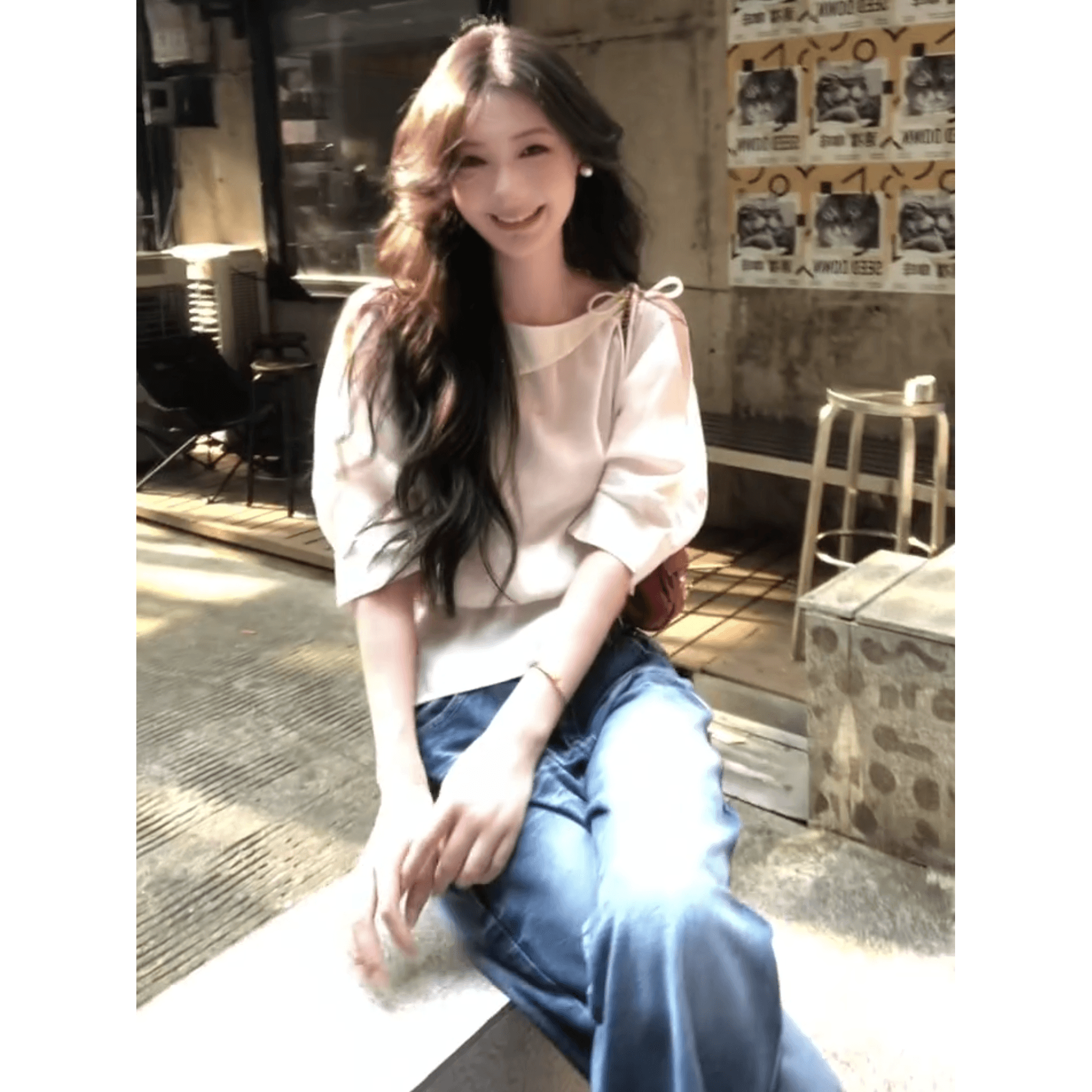 정가 한 부서 부드러운 바람 오프숄더 허리 수축 맨위 여성 조기 가을 캐주얼 와이드 레그 팬츠 부드러운 여성복 이미지 6
