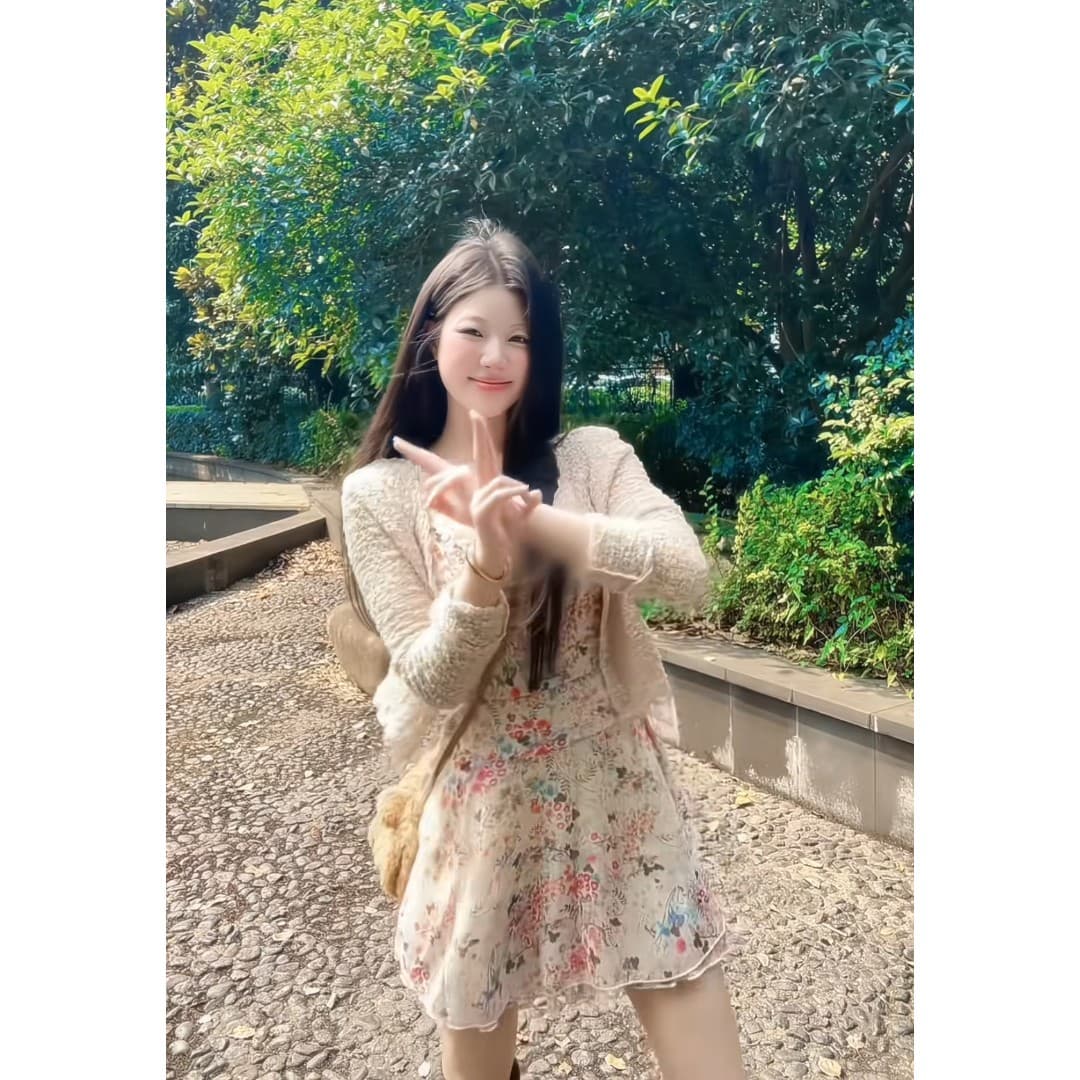 정가 프랑스식 아름다운 휴가 바람 꽃무늬 V넥 슬립 여성 드레스 여름 슬림해 보이는 오픈 가디건 세트 이미지 4