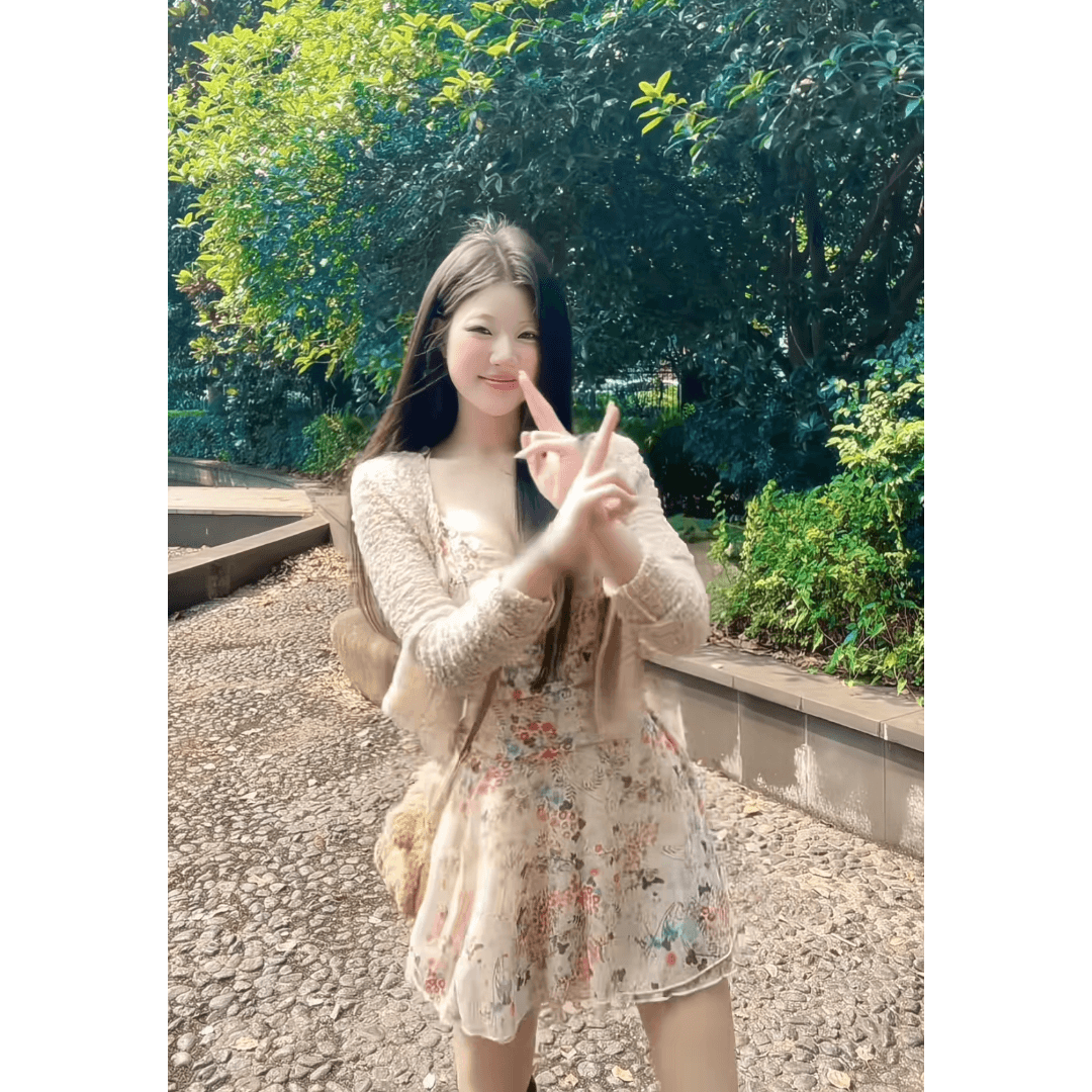 정가 프랑스식 아름다운 휴가 바람 꽃무늬 V넥 슬립 여성 드레스 여름 슬림해 보이는 오픈 가디건 세트 상세 이미지 3