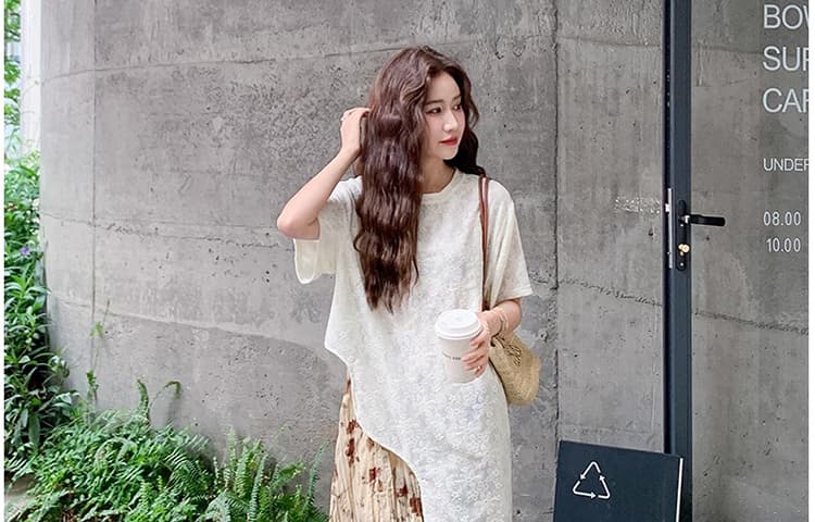 재고 있음 그림 가공 2025 새로운 출산 착용 레이스 블라우스 스택 착용 꽃무늬 슬립 드레스 투피스 세트 상세 이미지 76