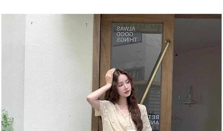 재고 있음 그림 가공 2026 출산 착용 여름 새로운 새틴 슬립 드레스 레이스 꽃 블라우스 투피스 세트 상세 이미지 23