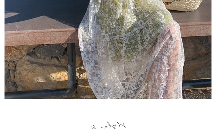 재고 있음 그림 가공 휴가 바람 레이스 슬립 블라우스 점프 슈트 치마 세트 녹색 스택 착용 디자인 센스 두 조각 상세 이미지 26