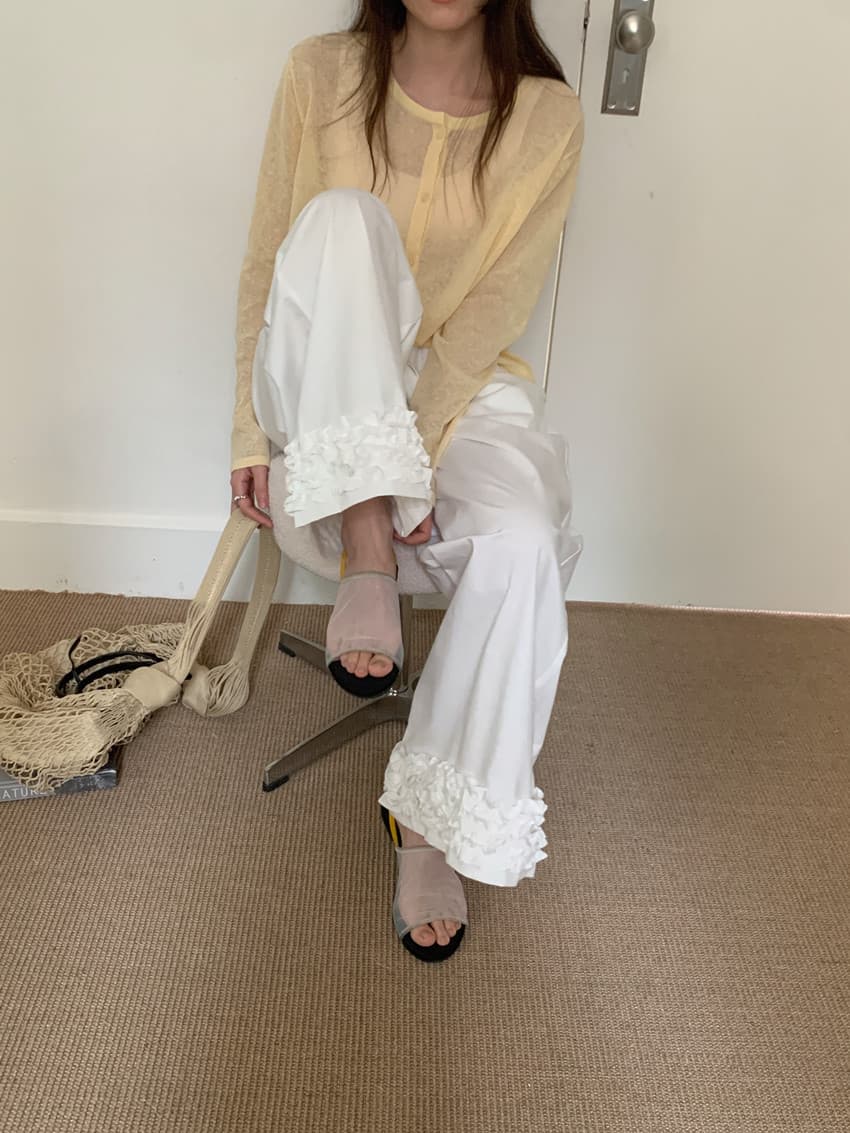 실사 느긋한 느슨함 센스 부드러운 꽃잎 펌프 로프 와이드 레그 팬츠 루즈핏 스트레이트 캐주얼 바지 하이웨이스트 긴 바지 상세 이미지 23