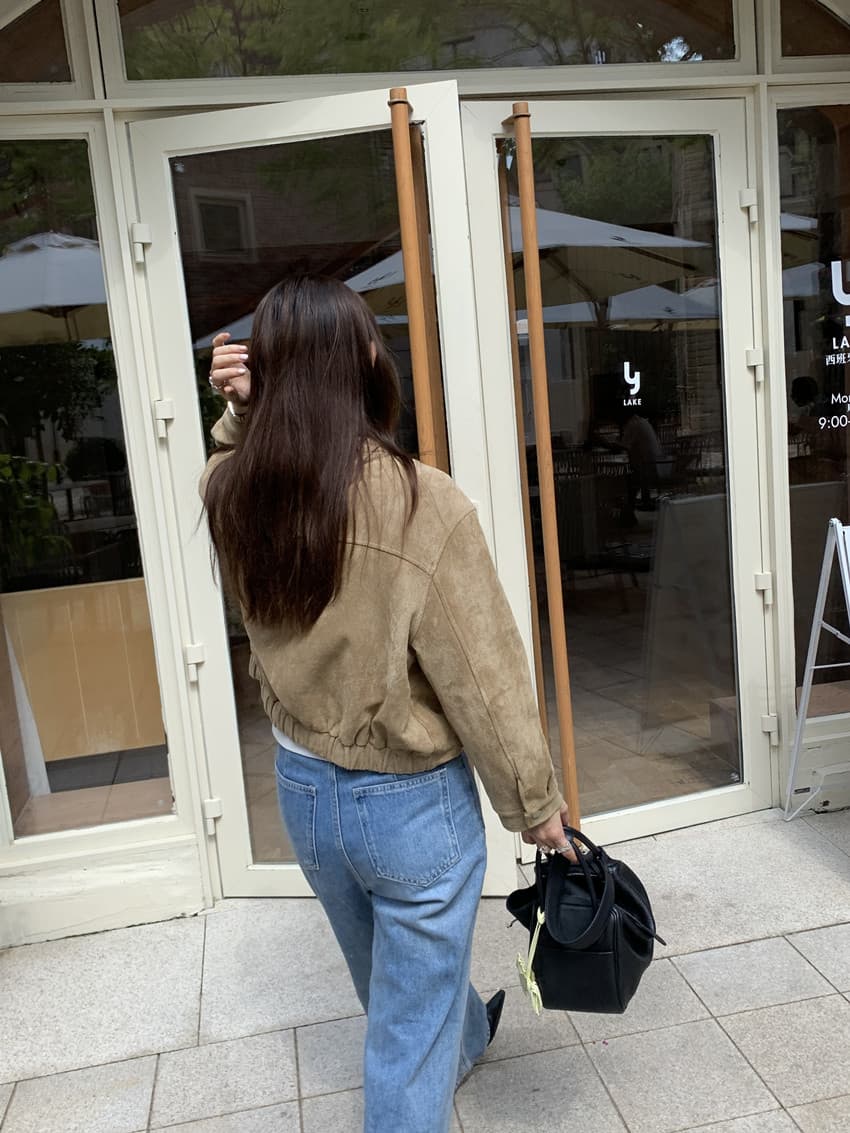 실사 레트로 오토바이 서비스 사슴 캐시미어 지퍼 쇼트 스타일 허리 수축 재킷 루즈핏 긴팔 재킷 맨위 상세 이미지 25