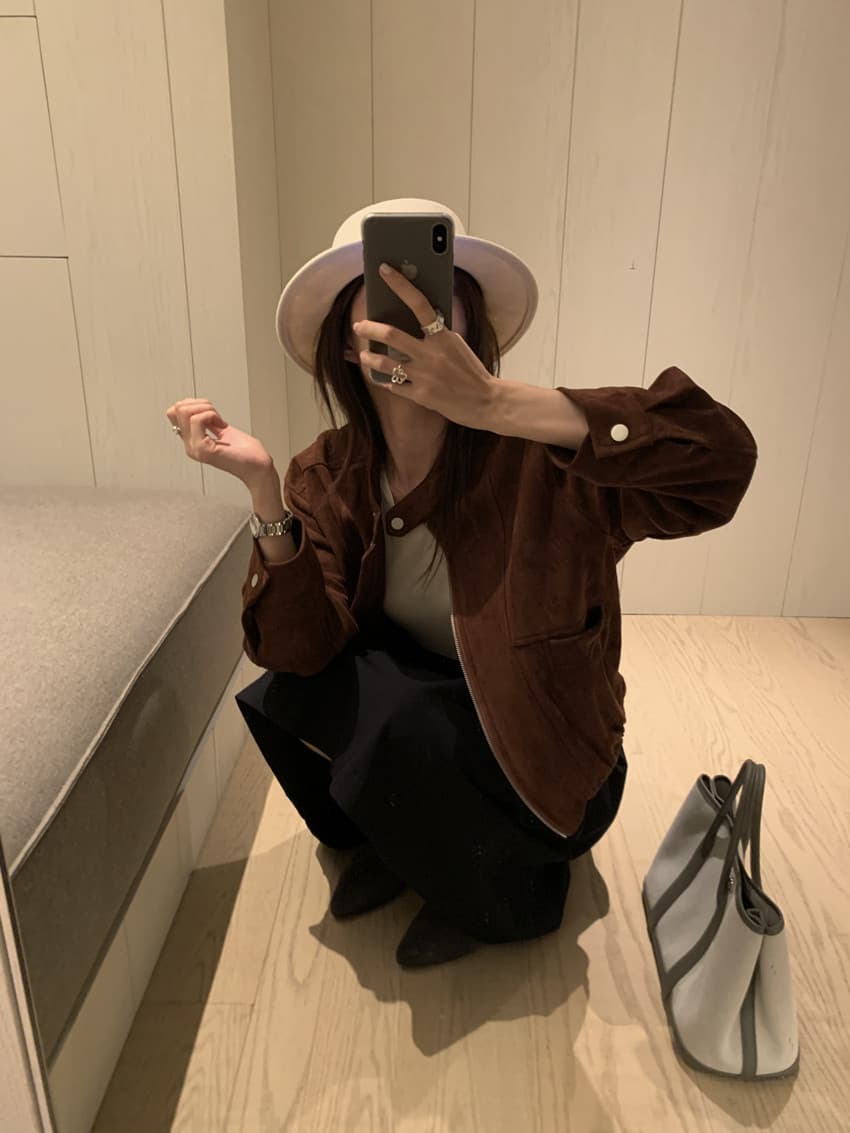 실사 레트로 오토바이 서비스 사슴 캐시미어 지퍼 쇼트 스타일 허리 수축 재킷 루즈핏 긴팔 재킷 맨위 상세 이미지 48