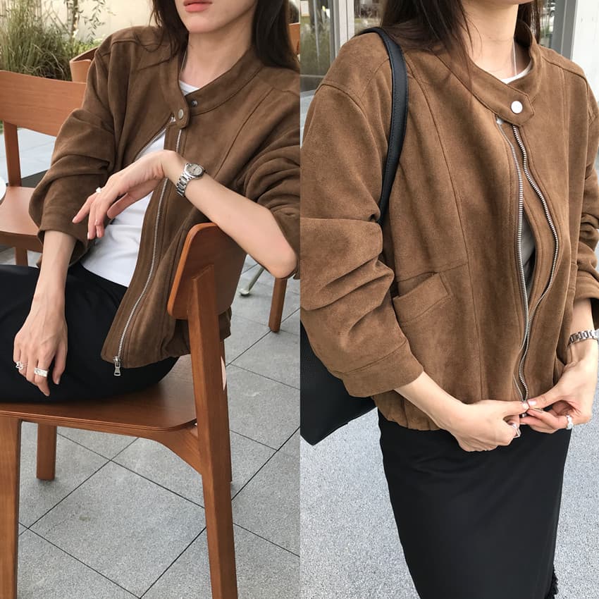 실사 아메리칸 레트로 사슴 캐시미어 쇼트 스타일 스탠드 칼라 재킷 루즈핏 긴팔 오토바이 서비스 재킷 맨위 3 색 상세 이미지 1