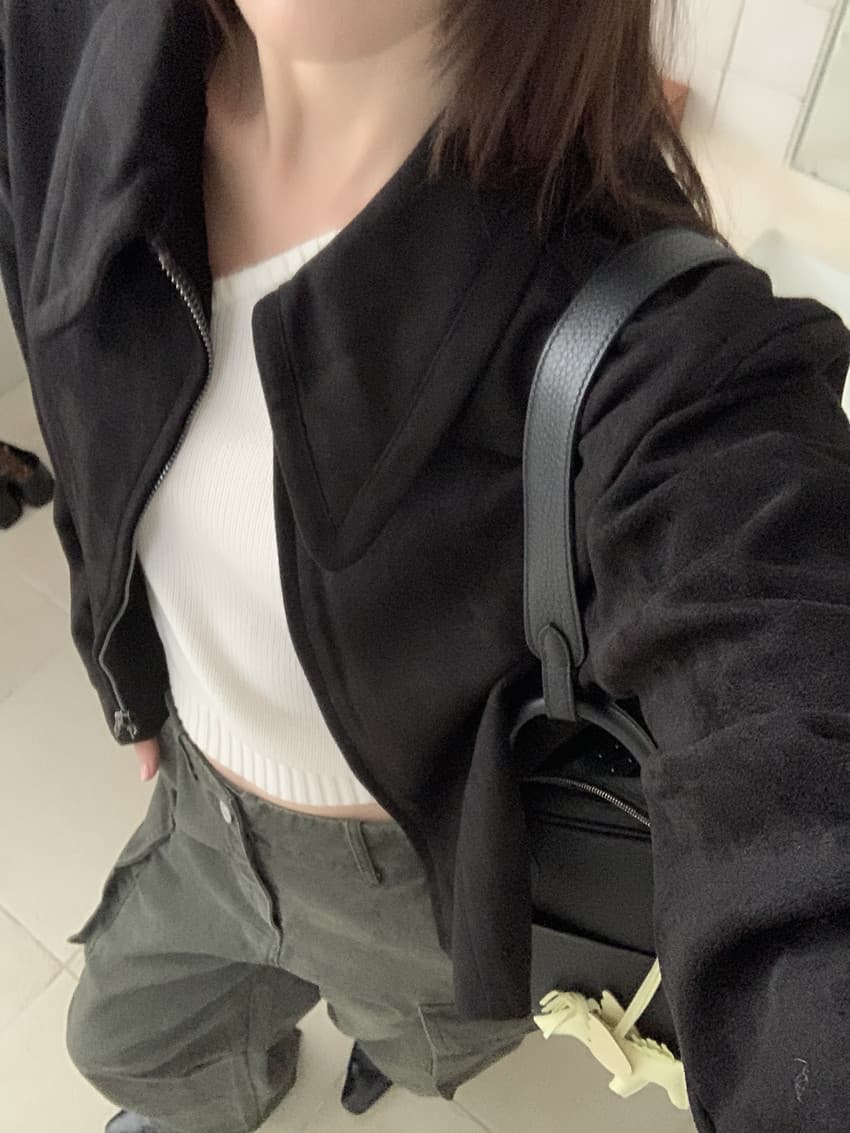 실사 레트로 그는 벤 바람 작은 대중 포인터 포인터 칼라 사슴 캐시미어 쇼트 스타일 재킷 지퍼 오토바이 서비스 맨위 3 색 상세 이미지 10