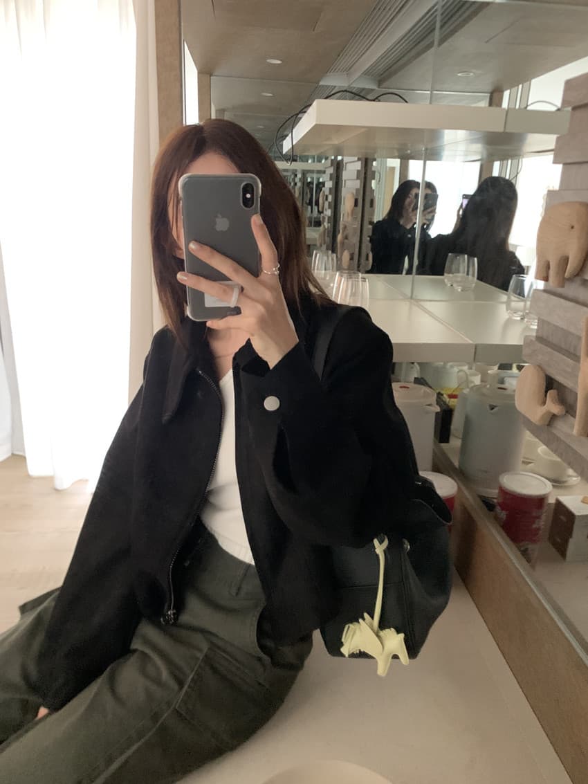실사 레트로 그는 벤 바람 작은 대중 포인터 포인터 칼라 사슴 캐시미어 쇼트 스타일 재킷 지퍼 오토바이 서비스 맨위 3 색 상세 이미지 11