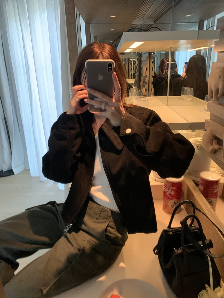실사 레트로 그는 벤 바람 작은 대중 포인터 포인터 칼라 사슴 캐시미어 쇼트 스타일 재킷 지퍼 오토바이 서비스 맨위 3 색 상세 이미지 13