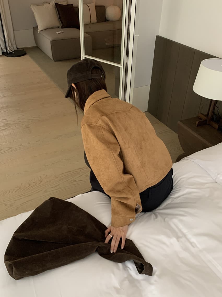 실사 레트로 그는 벤 바람 작은 대중 포인터 포인터 칼라 사슴 캐시미어 쇼트 스타일 재킷 지퍼 오토바이 서비스 맨위 3 색 상세 이미지 27
