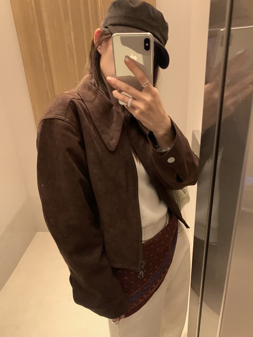 실사 레트로 그는 벤 바람 작은 대중 포인터 포인터 칼라 사슴 캐시미어 쇼트 스타일 재킷 지퍼 오토바이 서비스 맨위 3 색 상세 이미지 60