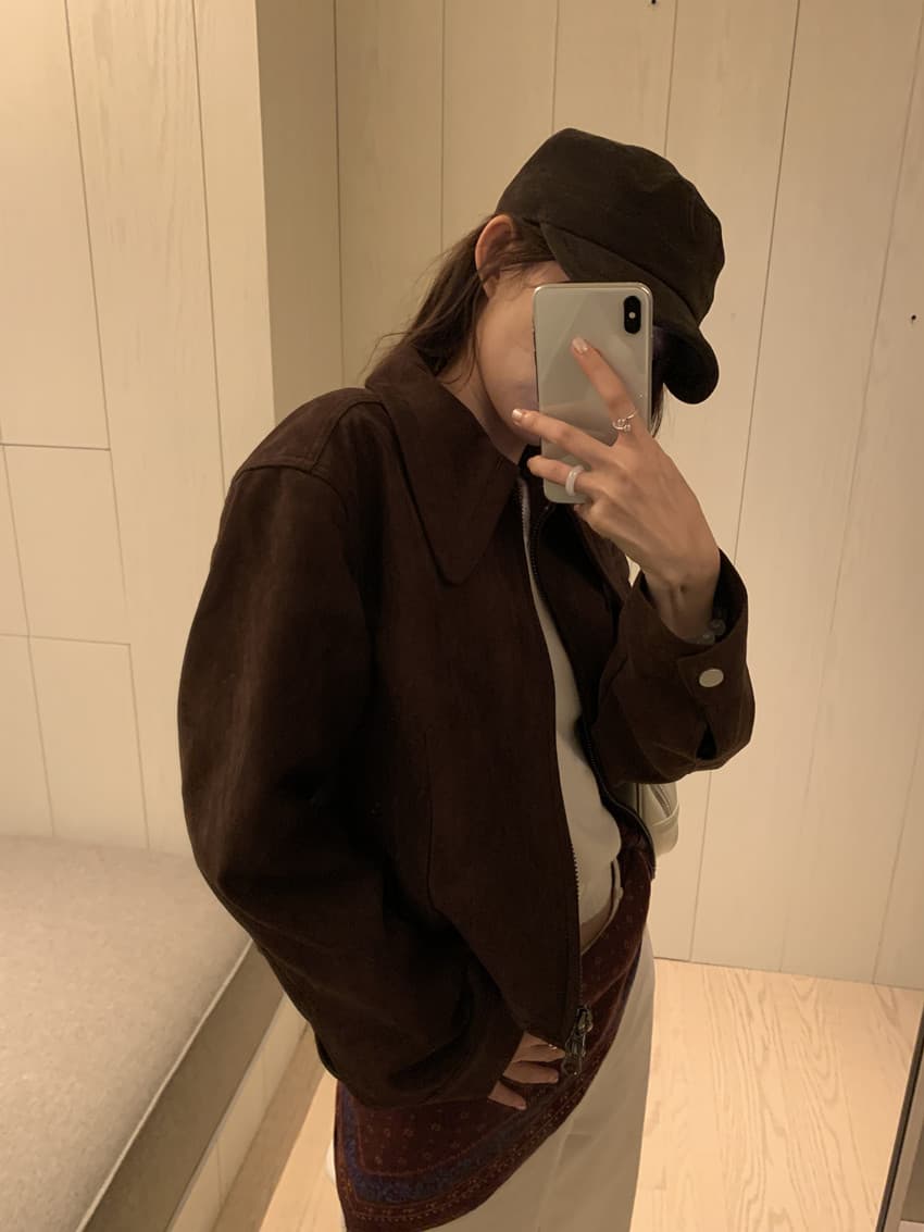 실사 레트로 그는 벤 바람 작은 대중 포인터 포인터 칼라 사슴 캐시미어 쇼트 스타일 재킷 지퍼 오토바이 서비스 맨위 3 색 상세 이미지 64