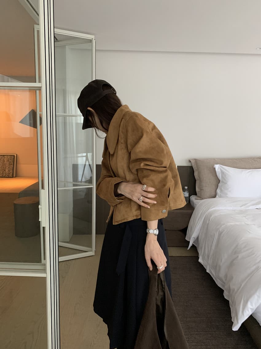 실사 아메리칸 레트로 작은 대중 포인터 포인터 칼라 쇼트 스타일 오토바이 서비스 사슴 캐시미어 재킷 재킷 맨위 3 색 상세 이미지 50