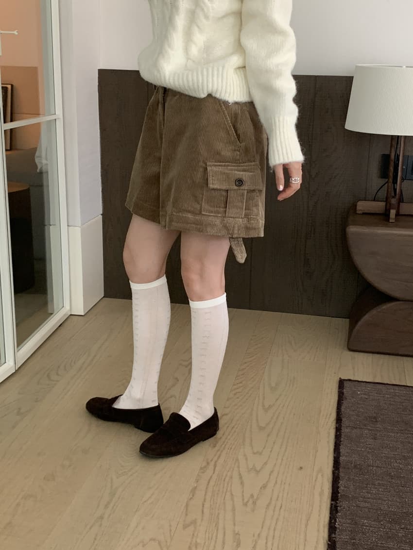 실사 작은 대중 레트로 코듀로이 볼륨 측면 대 길다 다리 다용도 캐주얼 반바지 와이드 레그 팬츠 어린이 2 색 상세 이미지 4