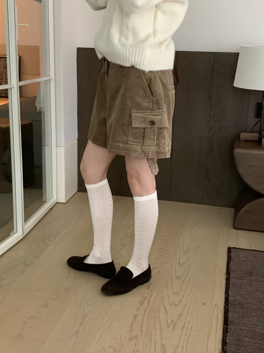 실사 작은 대중 레트로 코듀로이 볼륨 측면 대 길다 다리 다용도 캐주얼 반바지 와이드 레그 팬츠 어린이 2 색 상세 이미지 5
