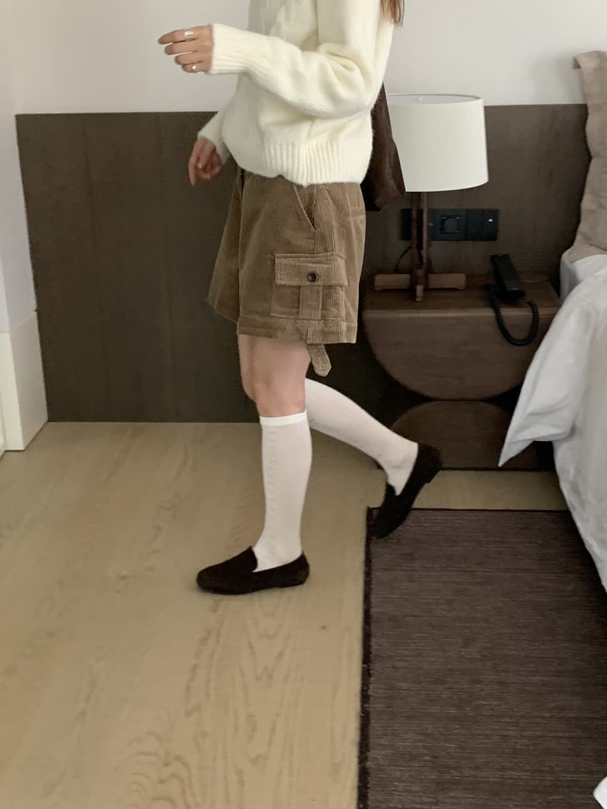 실사 레트로 작은 대중 코듀로이 루즈핏 슬림해 보이는 캐주얼 반바지 볼륨 측면 대 길다 다리 와이드 레그 팬츠 어린이 상세 이미지 39
